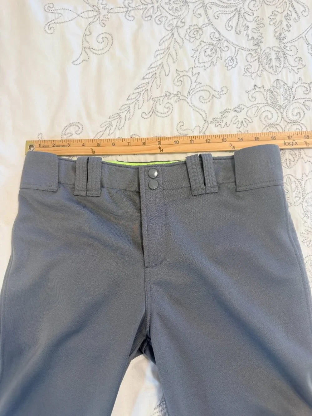 Mizuno Softball Pants Belted Girls Size Youth Medium Gray Elastic Bottom